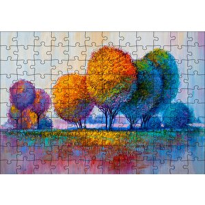 Modern Sanat Renkli Ağaç Doğa Görseli Puzzle Yapboz Mdf Ahşap 120 Parça