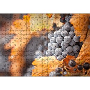 Kuru Yapraklar Ve Kara Üzümler Puzzle Yapboz Mdf Ahşap 255 Parça