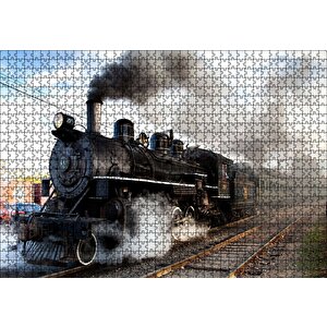 Buharlı Kara Tren Ve Dumanları Puzzle Yapboz Mdf Ahşap 1000 Parça