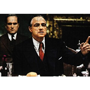 The Godfather Marlon Brando Yemek Masasında Puzzle Yapboz Mdf Ahşap 120 Parça