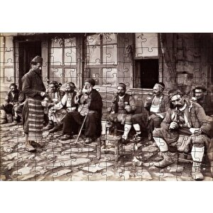 1900 İstanbulda Nargile İçen İnsanlar Puzzle Yapboz Mdf Ahşap 120 Parça