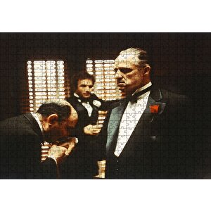 The Godfather Marlon Brando El Öpme Sahnesi Puzzle Yapboz Mdf Ahşap 500 Parça