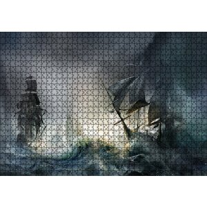 Lar Fırtınadaki Yelkenli Gemiler Puzzle Yapboz Mdf Ahşap 1000 Parça