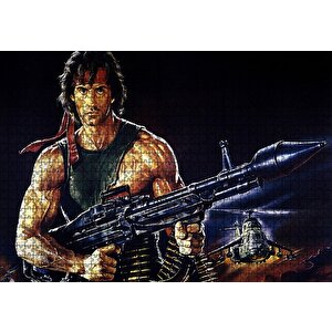 Rambo Sylvester Stallone Roketatar Karanlık Arka Plan Puzzle Yapboz Mdf Ahşap 1000 Parça
