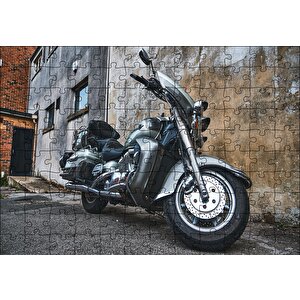 Eski Binalar Ve Harley Davidson Puzzle Yapboz Mdf Ahşap 120 Parça
