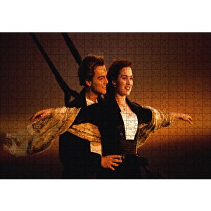 Titanic Jack Ve Rose Gün Batımı Güvertede Puzzle Yapboz Mdf Ahşap 500 Parça