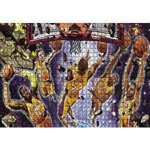 Cakapuzzle  Los Angeles Lakers Beşli Smaç Potaaltı Çizim Puzzle Yapboz Mdf Ahşap
