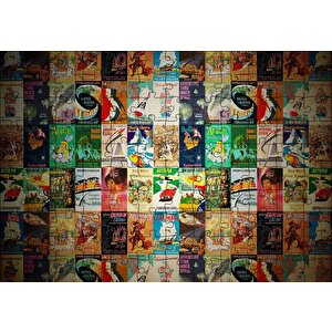 Film Afişlerinden Oluşan Kompozisyon Puzzle Yapboz Mdf Ahşap 120 Parça
