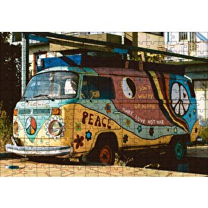 Terkedilmiş Hippi Minibüs Puzzle Yapboz Mdf Ahşap 255 Parça