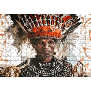 Yerel Kostümlü Yerli Adam Puzzle Yapboz Mdf Ahşap 255 Parça