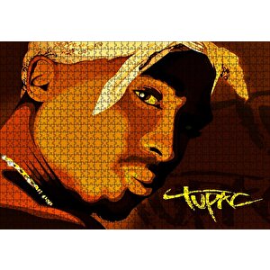 Tupac Shakur Bandanalı Karikatürize Çizim Puzzle Yapboz Mdf Ahşap 1000 Parça