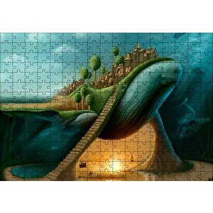 Dev Balinanın Sırtındaki Şehir Puzzle Yapboz Mdf Ahşap 255 Parça