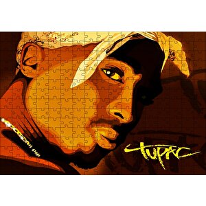 Tupac Shakur Bandanalı Karikatürize Çizim Puzzle Yapboz Mdf Ahşap 255 Parça