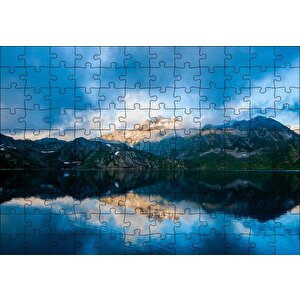Karlı Dağlar Ve Berrak Göl Puzzle Yapboz Mdf Ahşap 120 Parça