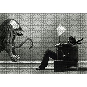 Venom Ve Koltukta Oturan Adam Puzzle Yapboz Mdf Ahşap 1000 Parça