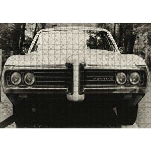 Pontiac Otomobil Siyah Beyaz Fotoğraf Puzzle Yapboz Mdf Ahşap 500 Parça