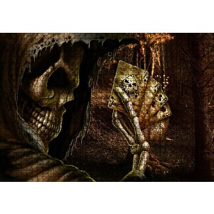 İskambil Oynayan İskelet Puzzle Yapboz Mdf Ahşap 1000 Parça