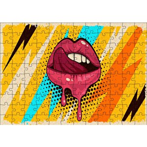 Modern Sanat Boyama Kadın Dudakları Puzzle Yapboz Mdf Ahşap 120 Parça