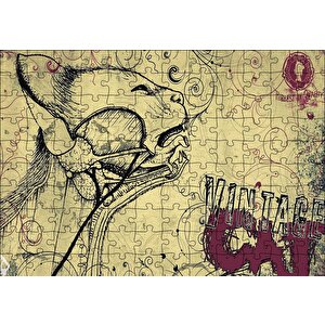 Kedi Detaylı Kesit Çizim Puzzle Yapboz Mdf Ahşap 120 Parça