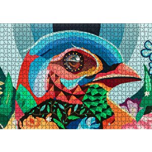 Duvar Boyama Renkli Kuş Puzzle Yapboz Mdf Ahşap 1000 Parça