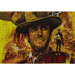 Clint Eastwood Kompozisyon Puzzle Yapboz Mdf Ahşap 500 Parça