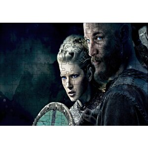 Vikingler Ragnar Ve Lagertha Puzzle Yapboz Mdf Ahşap 120 Parça