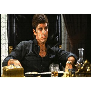 Tony Montana Al Pacino Koltukta Puzzle Yapboz Mdf Ahşap 255 Parça