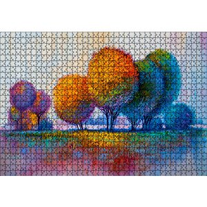 Modern Sanat Renkli Ağaç Doğa Görseli Puzzle Yapboz Mdf Ahşap 1000 Parça