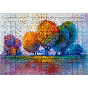 Modern Sanat Renkli Ağaç Doğa Görseli Puzzle Yapboz Mdf Ahşap 255 Parça