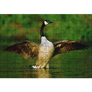 Gölde Kanatlarını Açmış Kaz Puzzle Yapboz Mdf Ahşap 120 Parça