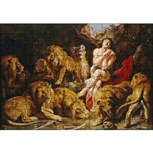 Aslanlara Atılan Daniel'ın Yakarışı Puzzle Yapboz Mdf Ahşap 120 Parça