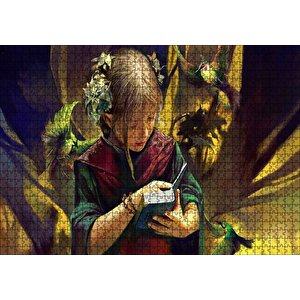 İncil Okuyan Küçük Kız Ve Çiçekler Puzzle Yapboz Mdf Ahşap 1000 Parça