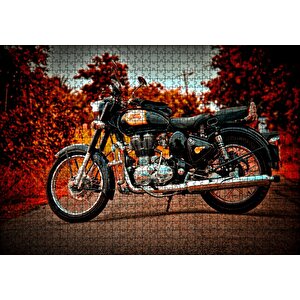 Siyah Motorsiklet Ve Sonbahar Rengi Ağaçlar Puzzle Yapboz Mdf Ahşap 1000 Parça