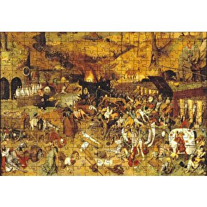 Kahverengi Köy Boyama Pieter Bruegel Puzzle Yapboz Mdf Ahşap 255 Parça
