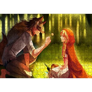 Kurt Ve Kırmızı Başlıklı Kız Peri Hikayesi Puzzle Yapboz Mdf Ahşap 500 Parça