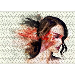 Kadın Ve Renkli Fırça Darbeleri Puzzle Yapboz Mdf Ahşap 500 Parça