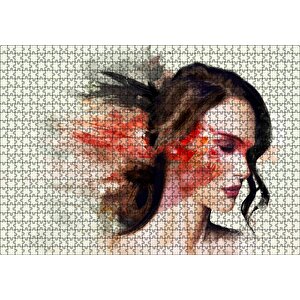 Kadın Ve Renkli Fırça Darbeleri Puzzle Yapboz Mdf Ahşap 1000 Parça