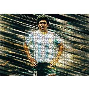 Diego Maradona Arjantin Fırtınası Puzzle Yapboz Mdf Ahşap 1000 Parça