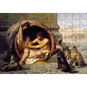 Diyojen Köpekleri Ve Fıçısı Puzzle Yapboz Mdf Ahşap 120 Parça