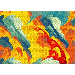 Renkli Fırça Darbeleri Kompozisyon Puzzle Yapboz Mdf Ahşap 500 Parça