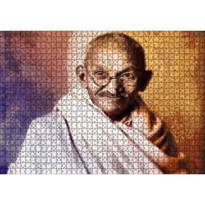 Mahatma Gandhi Yağlı Boya Portresi Puzzle Yapboz Mdf Ahşap 1000 Parça