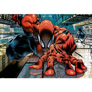 Spider Man Gökdelen Tırmanışı Puzzle Yapboz Mdf Ahşap 500 Parça