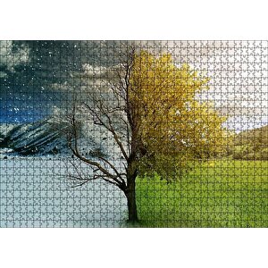 Yaz Ve Kış Bir Arada Puzzle Yapboz Mdf Ahşap 1000 Parça