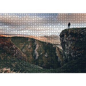 Kayalıklardaki Yalnız Adam Puzzle Yapboz Mdf Ahşap 1000 Parça