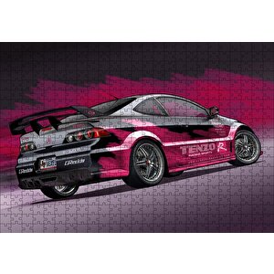 Acura Rsx Pembe Siyah Arka Plan Puzzle Yapboz Mdf Ahşap 500 Parça