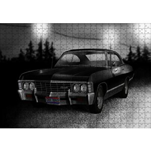 Siyah Klasik Chevrolet Puzzle Yapboz Mdf Ahşap 500 Parça