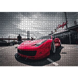 Kırmızı Ferrari Önden Görünüş Puzzle Yapboz Mdf Ahşap 1000 Parça