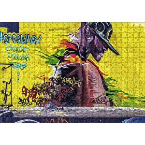 Duvar Boyama Şapkalı Siyahi Puzzle Yapboz Mdf Ahşap 500 Parça