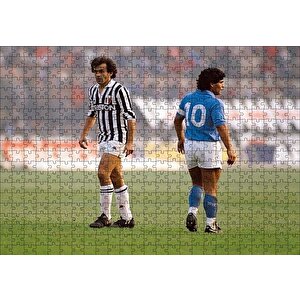 Diego Maradona Michel Platini Puzzle Yapboz Mdf Ahşap 500 Parça