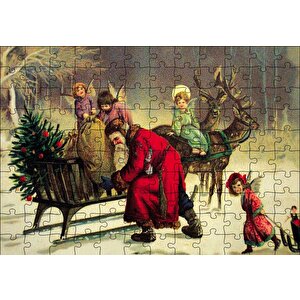 Tüm Noel Eğlencesi Sizin Olsun Noel Baba Puzzle Yapboz Mdf Ahşap 120 Parça